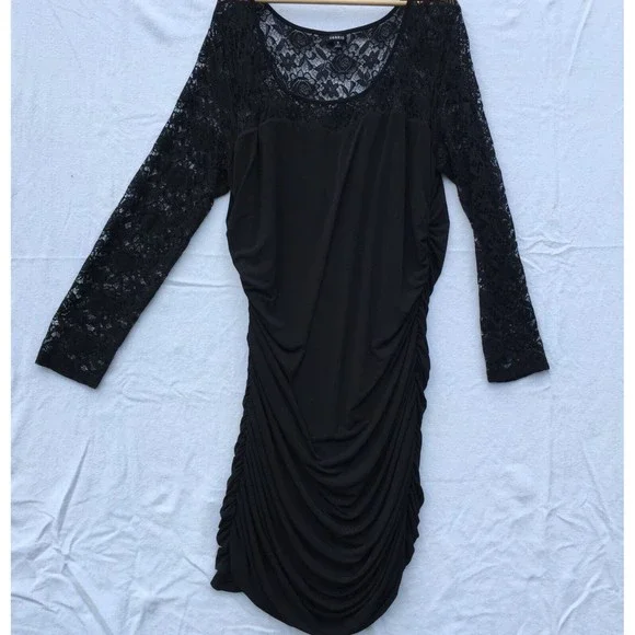 black morning dress Black Silk Ruched Dress